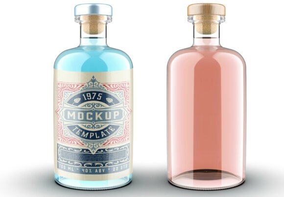 Download Colored Gin Bottle Packaging Mockup - Packaging mockup Collection