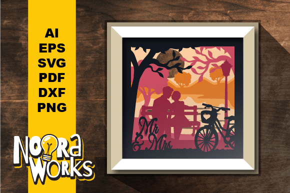 Download Couple in the Park Paper Cut Light Box - Paper cut light box Collection