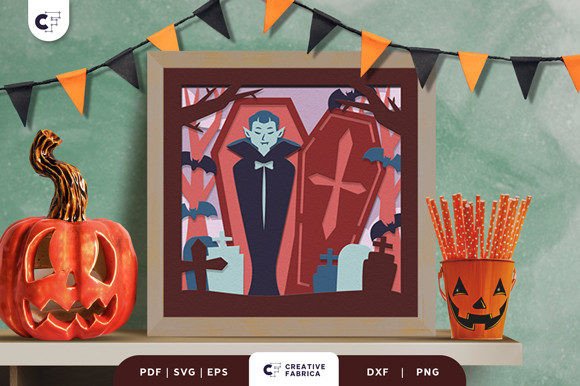 Download Halloween Vampire 3D Paper Cut Light Box - Paper cut light box Collection