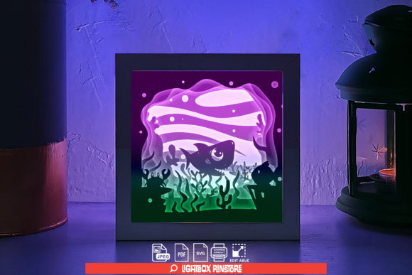 Download Baby Shark 3D Paper Cut Light Box - Paper cut light box Collection